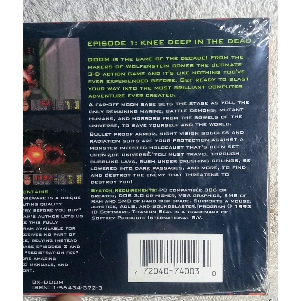 Doom The Ultimate 3-D Virtual Reality Game PC 1993 3.5 Disk Sealed Big Box New